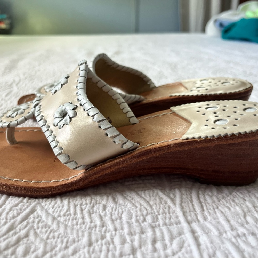 Jack Rogers Cream and Tan Wedges size 6 made in USA - Picture 3 of 5